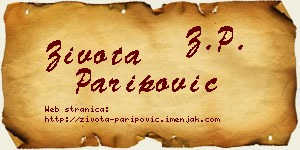 Života Paripović vizit kartica